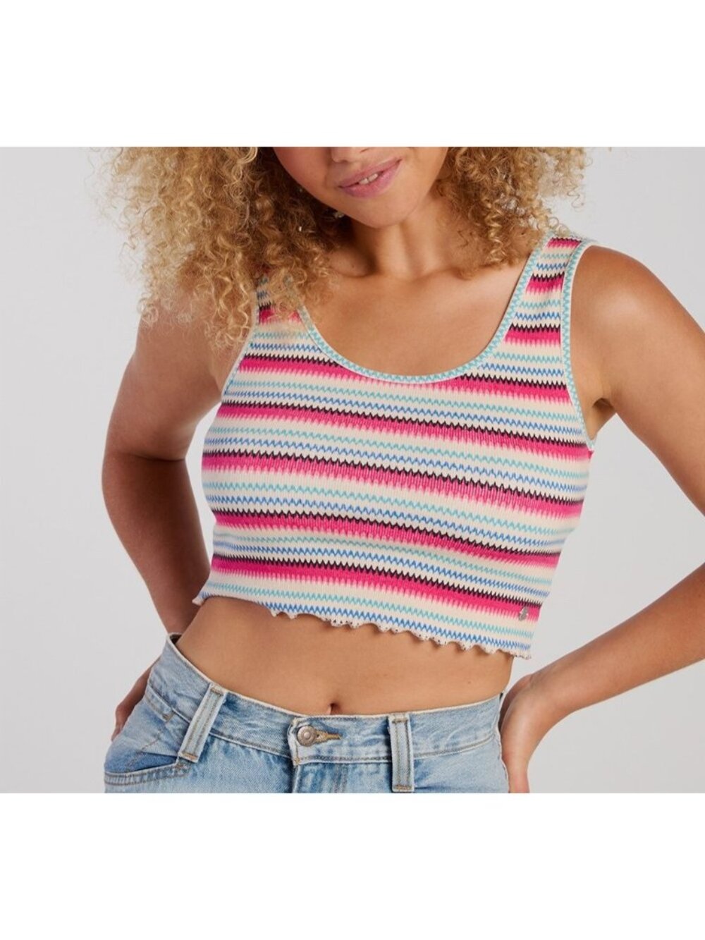 Roxy Womens Keep It Wavy Tank Top Brazilian Sand Stripe Multicolor Size XS NWT